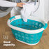 Collapsible Flower Print Laundry Basket - Turquoise