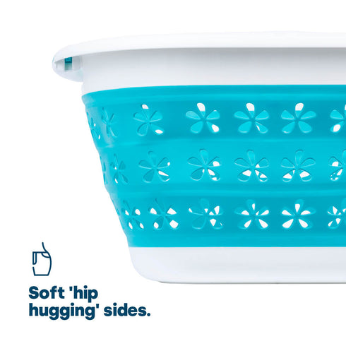 Collapsible Flower Print Laundry Basket - Turquoise
