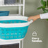 Collapsible Flower Print Laundry Basket - Turquoise