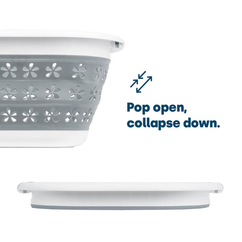 Floral Foldaway Laundry Basket - Grey