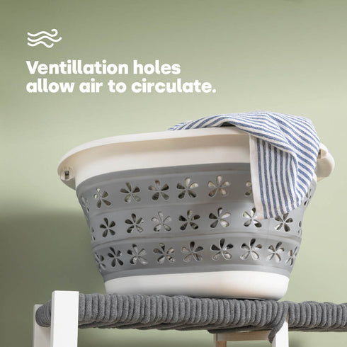 Floral Foldaway Laundry Basket - Grey