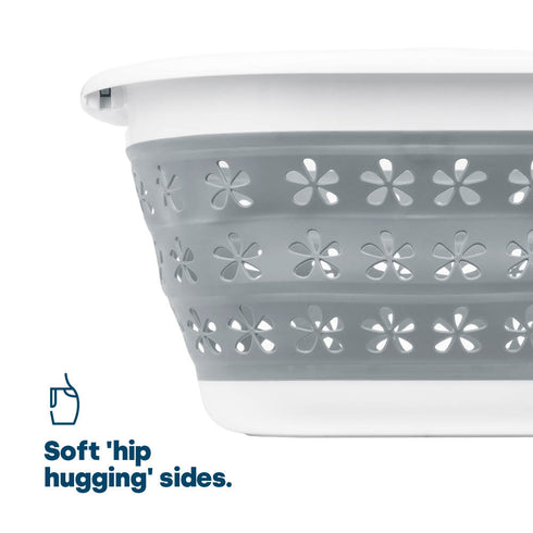 Floral Foldaway Laundry Basket - Grey