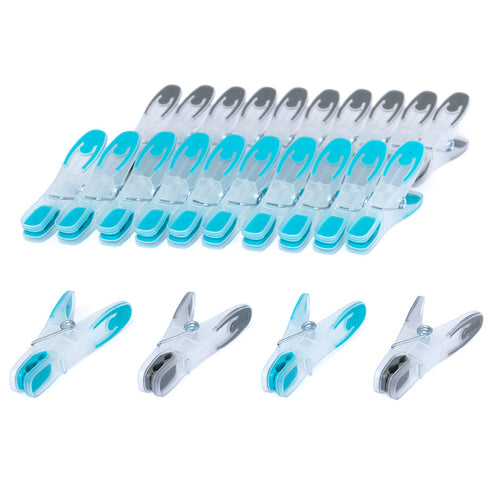 50 Clothes Pegs - Turquoise & Charcoal