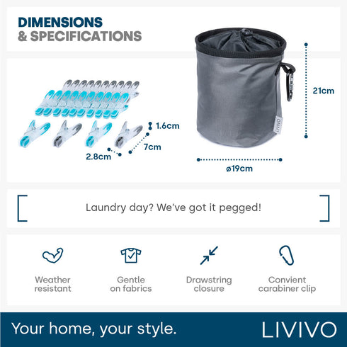 Waterproof Peg Bag with 50 Heavy-Duty Pegs