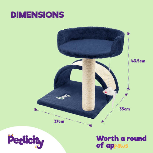 Cat Bed with Scratch Post - Navy