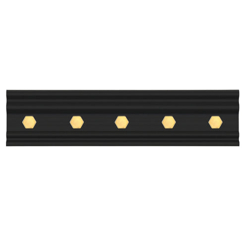 5 Hook Wall Mounted Rack - Black & Gold