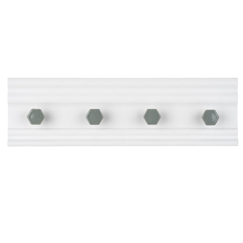 Wall Mounted Coat Rack with 4 Hooks - White/Grey