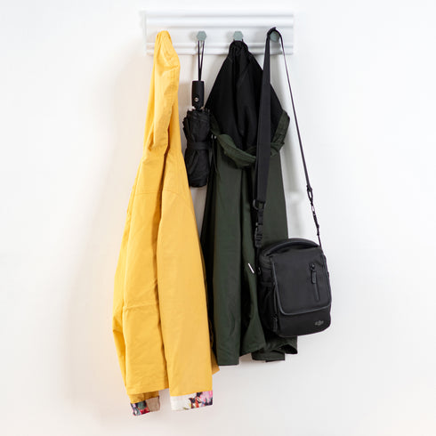 Wall Mounted Coat Rack with 4 Hooks - White/Grey