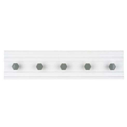 LIVIVO 5 Hook Wall Mounted Rack Grey & White Hexagon