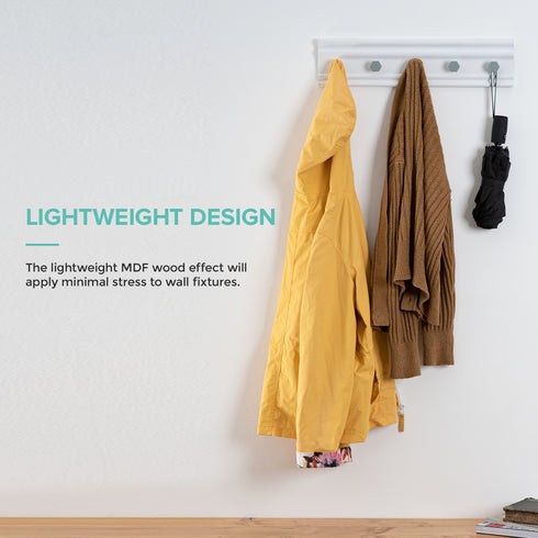 LIVIVO 5 Hook Wall Mounted Rack Grey & White Hexagon