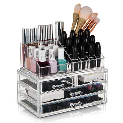 Cosmetic Organiser with 4 Storage Trays - Clear