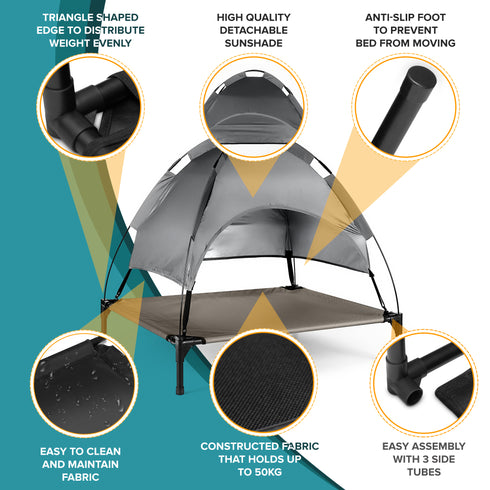 Elevated Dog Bed with Canopy Shade L