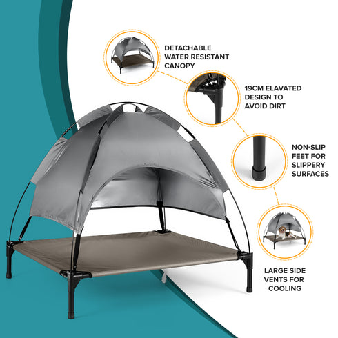 Elevated Dog Bed with Canopy Shade L