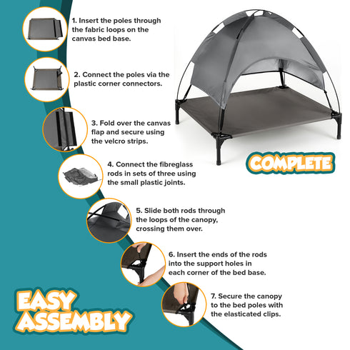 Elevated Dog Bed with Canopy Shade L