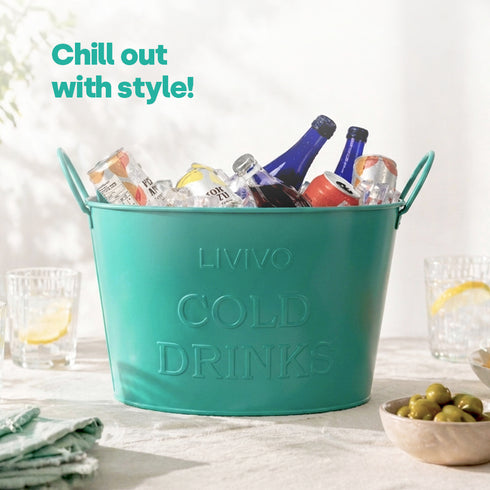 Galvanised Steel Drinks Bucket - Turquoise