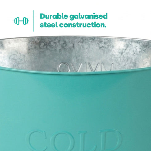 Galvanised Steel Drinks Bucket - Turquoise
