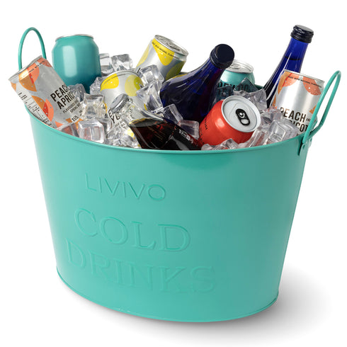 Galvanised Steel Drinks Bucket - Turquoise
