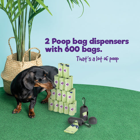 Dog Poop Bag Holder with 600 Bags