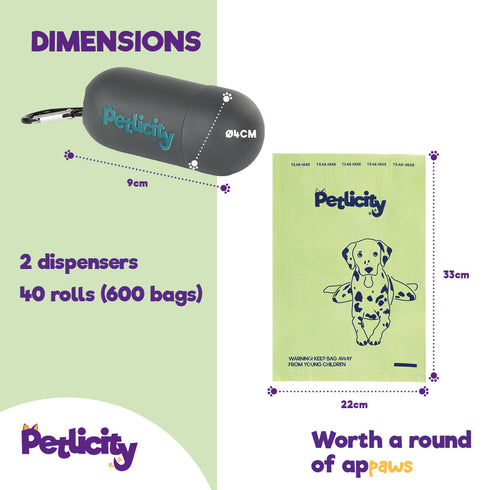 Dog Poop Bag Holder with 600 Bags