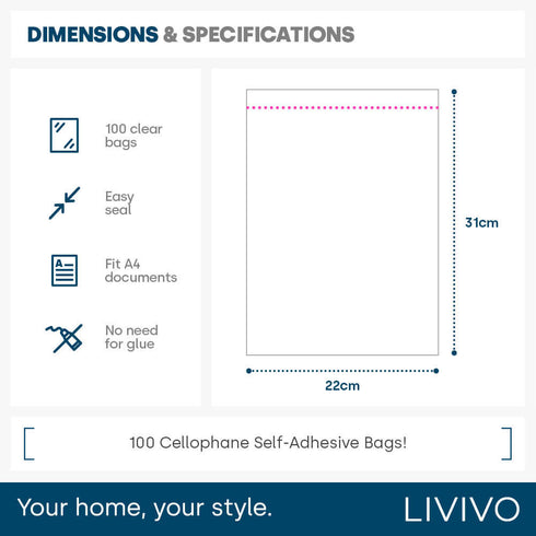 100 Cellophane Self-Adhesive Bags