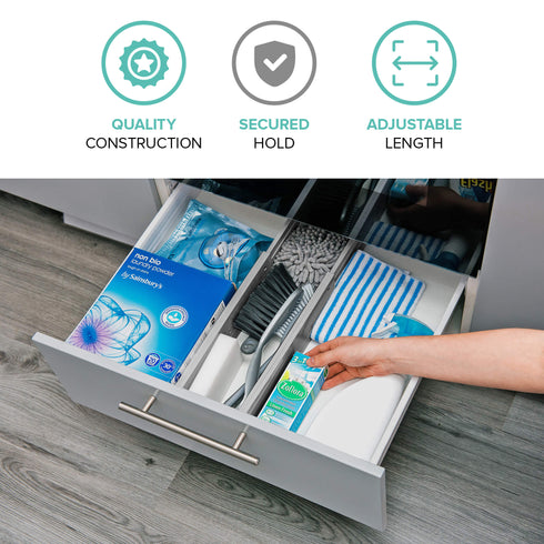 Adjustable Drawer Organiser - Grey