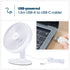 LIVIVO 6" USB Desk Fan 3 Speed Compact Desktop with Steel Base & Type-C Cable - White