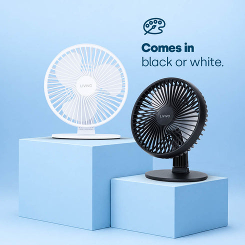 LIVIVO 6" USB Desk Fan 3 Speed Compact Desktop with Steel Base & Type-C Cable - Black
