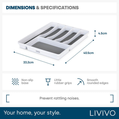 Non-Slip White Cutlery Tray