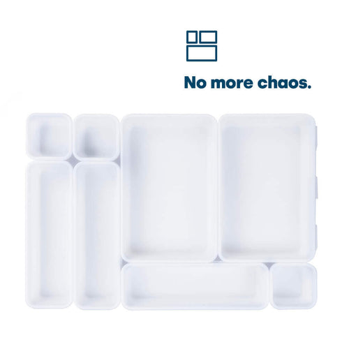 8PC Interlocking Drawer Organiser White
