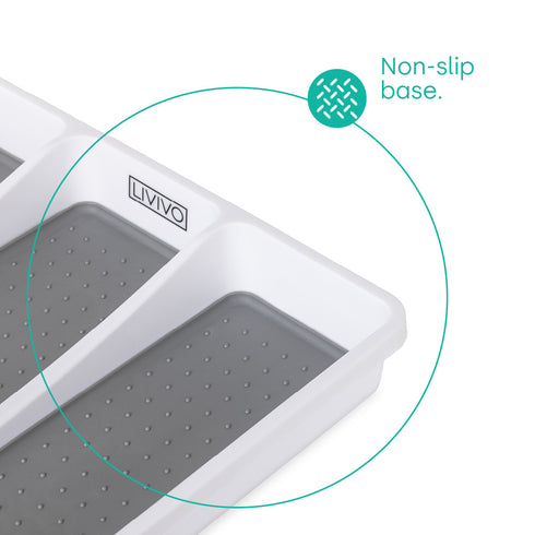 Non-Slip White Utensil Tray