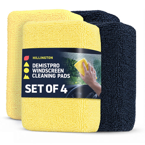 Hillington DemistPro Windscreen Cleaning Pad Set of 4 - Microfibre Demister for Car and Home
