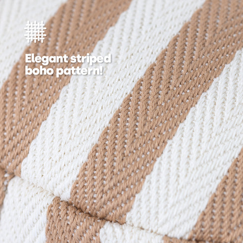 Weighted Door Stopper - Boho Chic Striped Design 1.5kg Sand-Filled with Hemp Handle