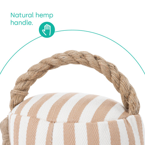 Weighted Door Stopper - Boho Chic Striped Design 1.5kg Sand-Filled with Hemp Handle