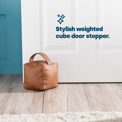 Weighted Cube Door Stopper Tan