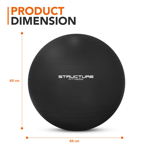 Anti-Burst Yoga & Exercise Gym Ball - Black