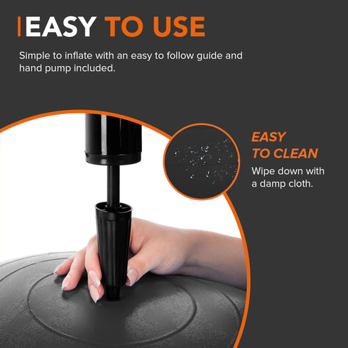 Anti-Burst Yoga & Exercise Gym Ball - Black