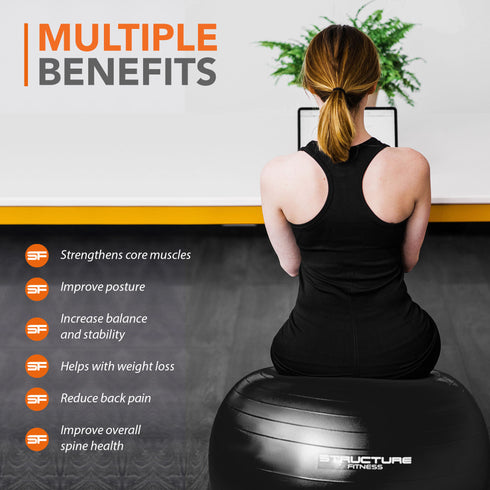Anti-Burst Yoga & Exercise Gym Ball - Black