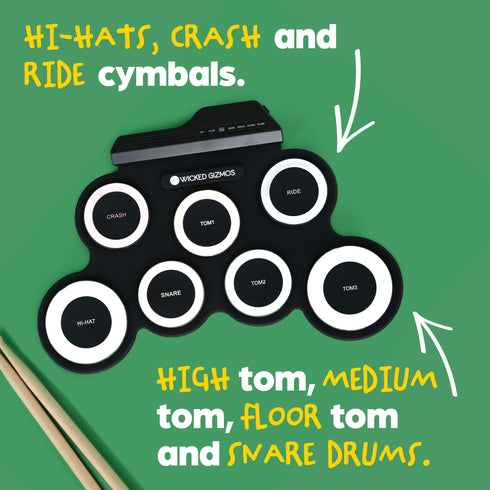 Electric Roll-Up Drum Kit - White