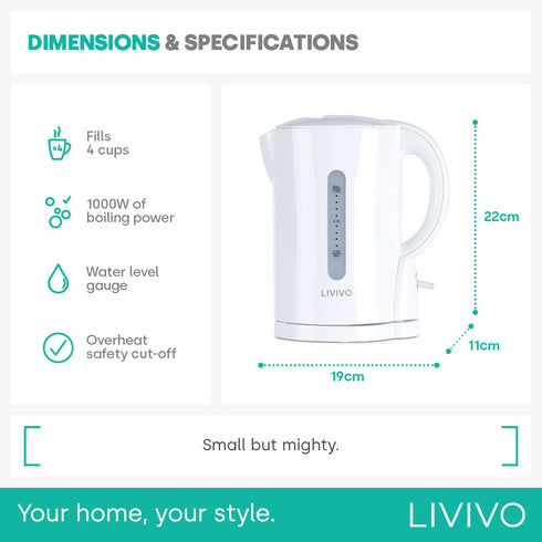 1L Travel Kettle - White