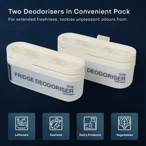 Clayr Fridge Deodoriser 120g Natural Gel 2 Pack - Off White with Clip Hook