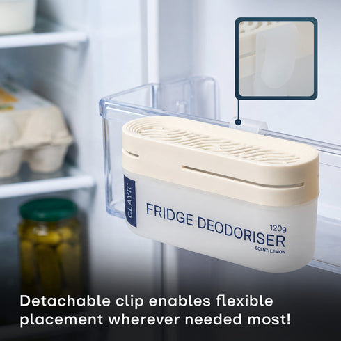 Clayr Fridge Deodoriser 120g Natural Gel 2 Pack - Off White with Clip Hook
