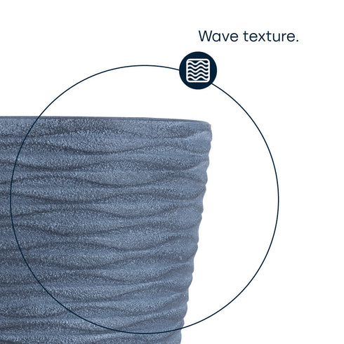 Plastic Plant Pot with Wave Design 18cm Grey