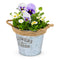 Round Zinc Plant Pot 16cm with Hessian Handle