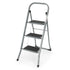 LIVIVO 3 Step Folding Ladder Steel Frame with Handrail, Anti-Slip Steps & 150kg Capacity