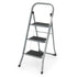 LIVIVO 3 Step Folding Ladder Steel Frame with Handrail, Anti-Slip Steps & 150kg Capacity