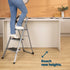 LIVIVO 3 Step Folding Ladder Steel Frame with Handrail, Anti-Slip Steps & 150kg Capacity