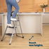 LIVIVO 3 Step Folding Ladder Steel Frame with Handrail, Anti-Slip Steps & 150kg Capacity