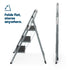 LIVIVO 3 Step Folding Ladder Steel Frame with Handrail, Anti-Slip Steps & 150kg Capacity