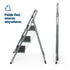 LIVIVO 3 Step Folding Ladder Steel Frame with Handrail, Anti-Slip Steps & 150kg Capacity