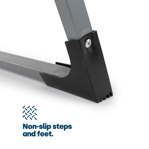 LIVIVO 3 Step Folding Ladder Steel Frame with Handrail, Anti-Slip Steps & 150kg Capacity